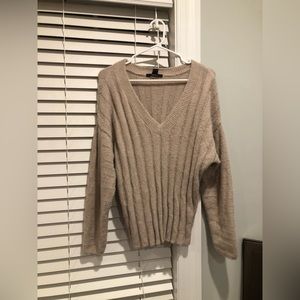 Forever 21 Caramel Ribbed Ultra Soft V Neck Sweater